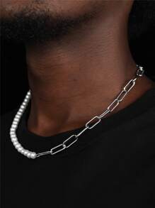 男士人造珍珠裝飾項鍊