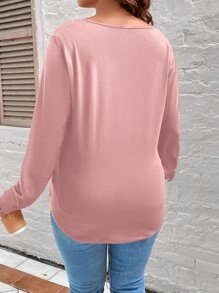 Calvaya Camiseta unicolor con tira cruzada de cuello profundo - Rosa vieja - Ver 2