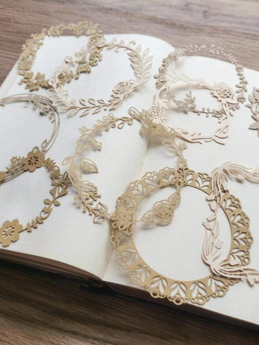 10 cái rỗng thiết kế hoa giấy thủ công trang trí - Nhiều màu - Xem 1