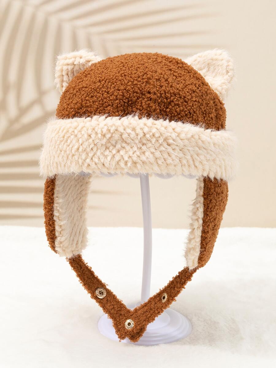 Toddler Kids Cartoon Ear Decor Fuzzy Trapper Hat SHEIN USA