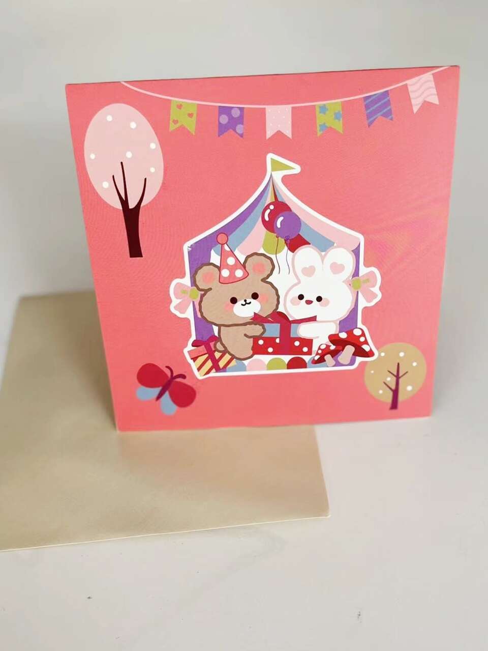 1pc 3D Cartoon Pattern Birthday Card