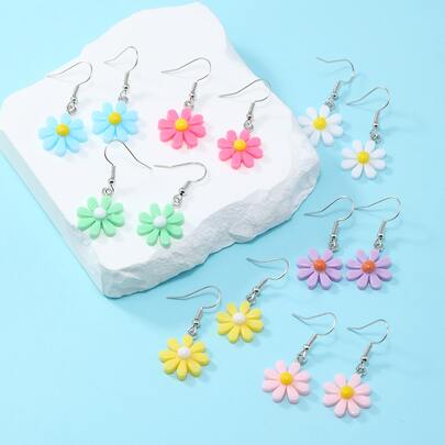 7對女孩雛菊裝飾耳墜