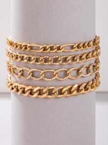 imoli 4入組極簡風格鏈式腳鏈 - 金黃色 - 查看 3