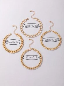 imoli 4入組極簡風格鏈式腳鏈 - 金黃色 - 查看 4