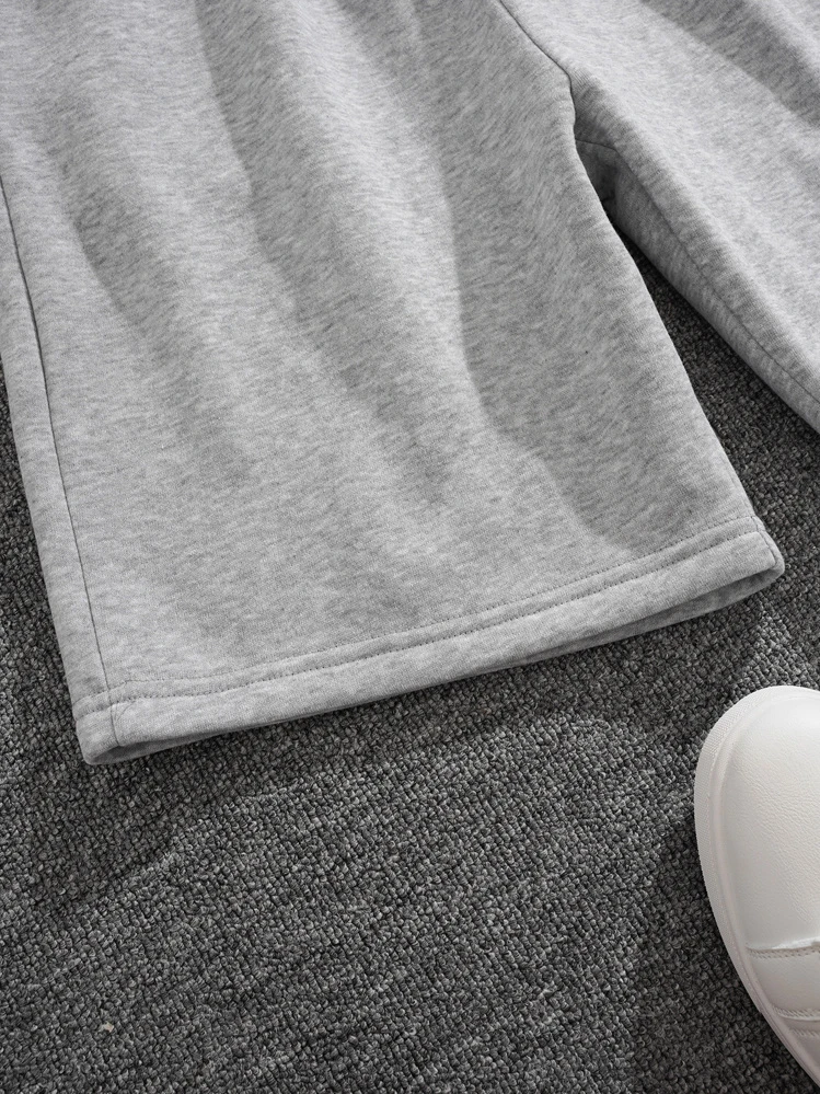 Men Drawstring Waist Track Shorts - Light Grey - View 6