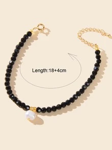 Pulsera con cuenta con diseño de perla artificial - Negro - Ver 3
