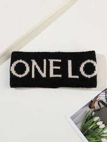 Letter Graphic Hair Band - Black and White - View 1