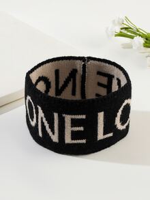 Letter Graphic Hair Band - Black and White - View 3