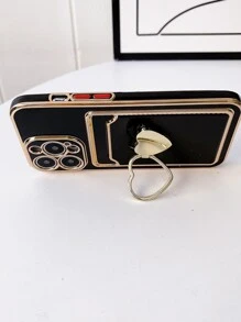 手機殼帶圓環支架和插卡槽 - 黑色 - 查看 3