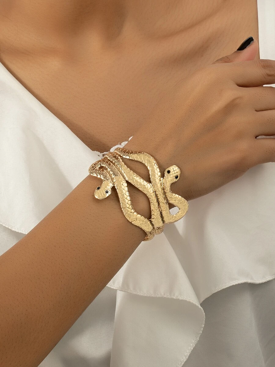 Pulsera abierta con diseño de serpiente - Amarillo Oro - Ver 1
