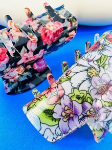 2 piezas Garra de pelo con patrón floral - Multicolor - Ver 4