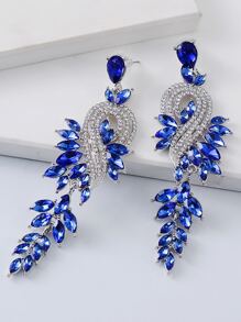 juran Rhinestone Drop Earrings - Blue - View 3