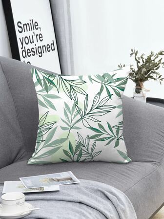 Kuddfodral med bladtryck utan fyllning, moderna kuddfodral till soffa, vardagsrum