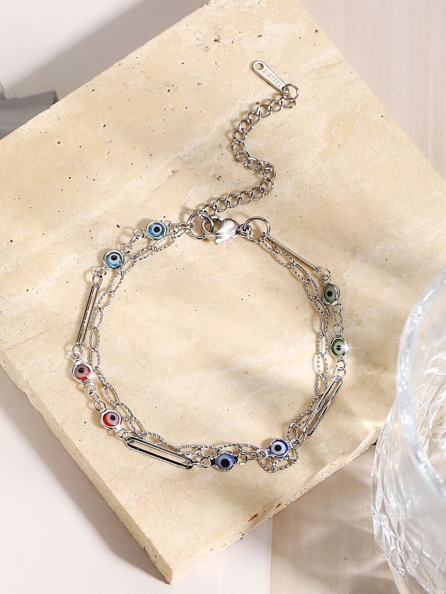 眼睛裝飾分層手鏈 - 彩色 - 查看 1