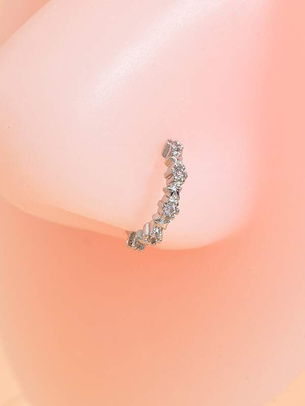 Cubic Zirconia Star Decor Nose Ring Unisex Fashion Punk Body Piercing Jewelry