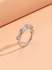 Cubic Zirconia Star Decor Nose Ring Unisex Fashion Punk Body Piercing Jewelry - Silver - View 3