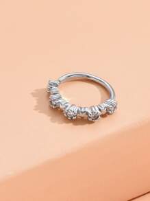 Cubic Zirconia Star Decor Nose Ring Unisex Fashion Punk Body Piercing Jewelry - Silver - View 4