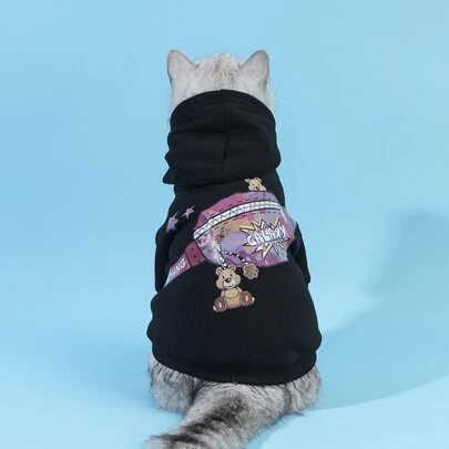 PETSIN Letter Graphic Hooded Pet Hoodie