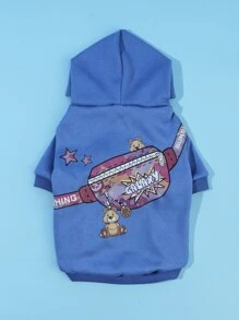 PETSIN 卡通熊圖案連帽寵物連帽衫 - 彩色 - 查看 6