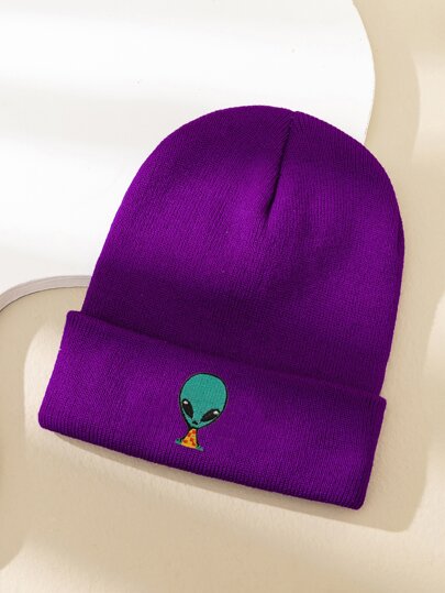 Hombres Gorro cuff con bordado de extraterrestre