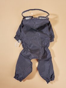 Impermeable para mascota con patrón de lunares - Azul Marino - Ver 5