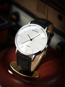 MSCXDK 1 st Men Rund Pointer Quartz Watch & 1st Halsband - Svart - Visa 5