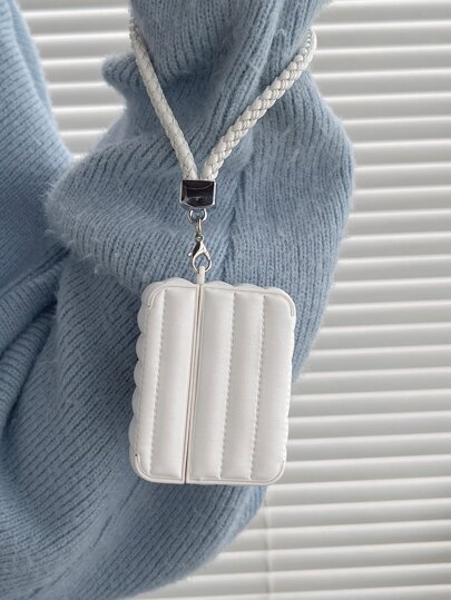 1pc Feather Down Earbud Case Compatible With Airpods 4 Pro2 Pro 3, 3, 2, Soft Solid Color Premium Leather