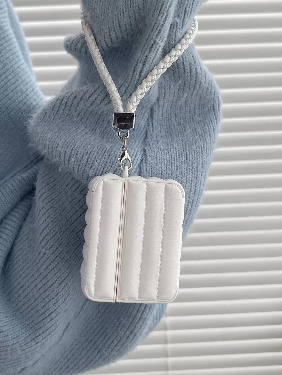 1pc Feather Down Earbud Case Compatible With Airpods 4 Pro, Pro 2, Pro 3, 3, 2, Soft Solid Color Leather