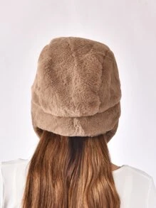 Solid Fluffy Trapper Hat - Khaki - View 5