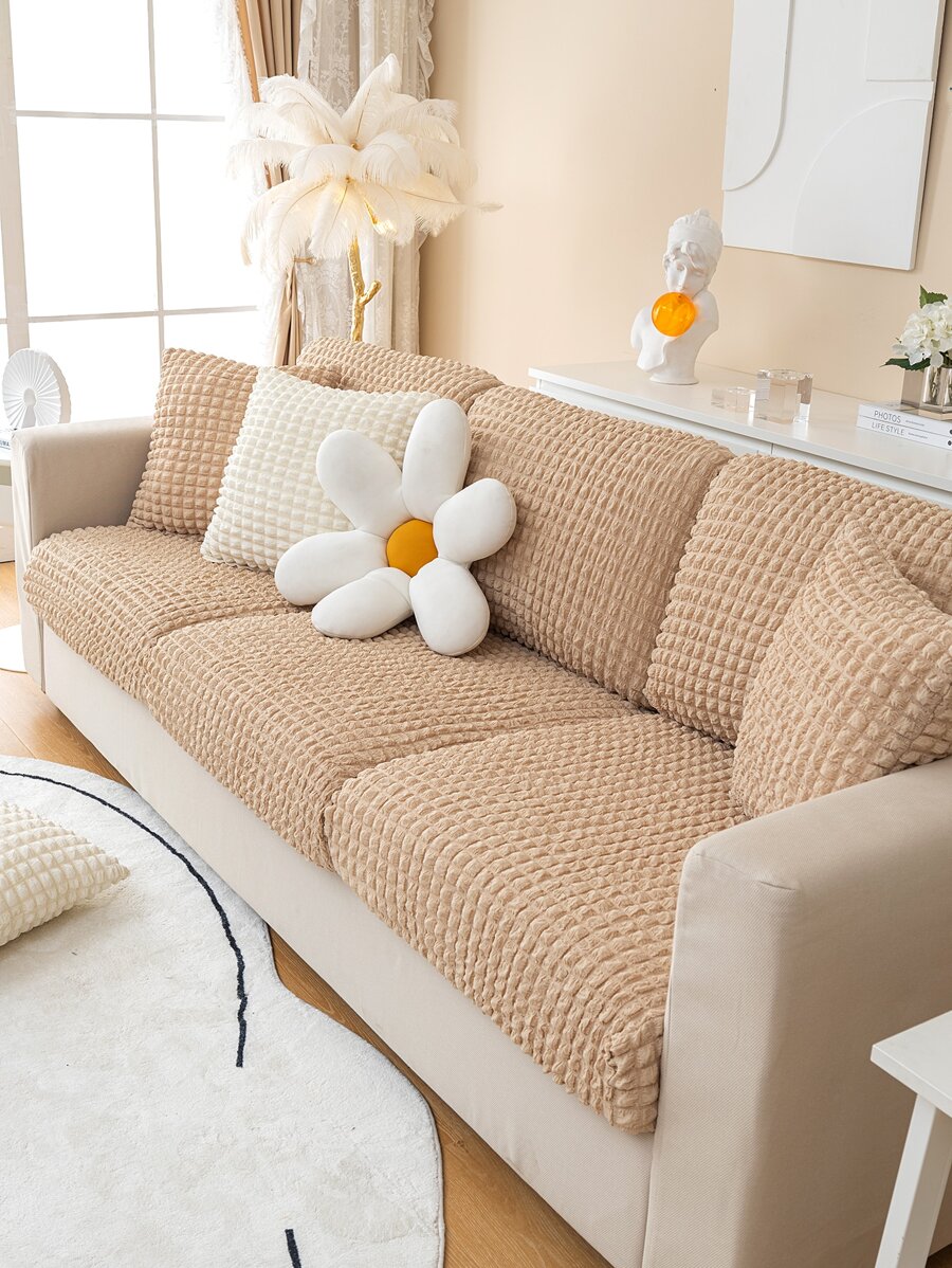 1 tấm bọc ghế sofa bằng vải thô trơn - Màu Khaki - Xem 1