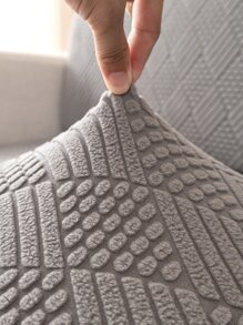 1pc Solid Stretchy Sofa Slipcover - Grey - View 5