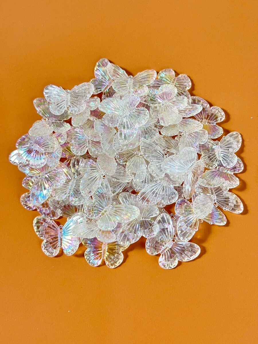 50 chiếc mặt dây chuyền hình con bướm bằng nhựa DIY - Trong sáng - Xem 1