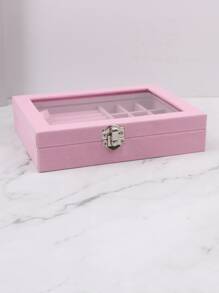 1pc Clear Jewelry Storage Box - Pink - View 6