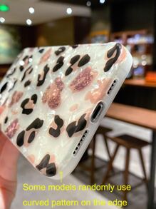 豹纹印花猎豹印花 1 件防摔女士时尚豹纹与贝壳图案双板 IMD 软手机壳适用于 Apple - 彩色 - 查看 4