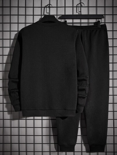Guys Reflective Bear Print Pullover & Drawstring Waist Sweatpants