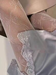 Medias con patrón de lazo - Blanco - Ver 2