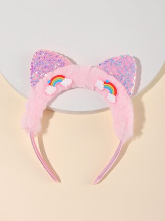 Toddler Girls Rainbow & Sequin Ear Decor Headband