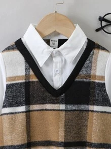 SHEIN 年輕男孩格紋2合1襯衫 - 彩色 - 查看 3