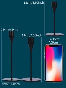 3pcs Iron Candle Holder - Black - View 3