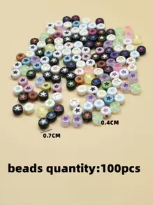 Yiwu Qiyou Accessories Co., LTD 100入組/包7mm彩色亞克力五角星亞克力珠子適用於手環,項鍊製作 - 彩色 - 查看 2