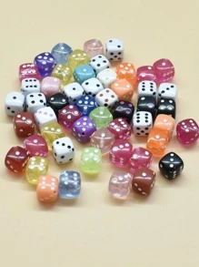 Yiwu Qiyou Accessories Co., LTD 30pcs/Pack Mixed Color 9mm Acrylic Dice Beads, Acrylic Beads For Necklace Making - Multicolor - View 2