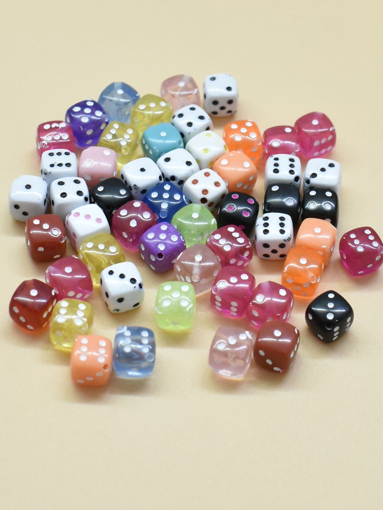 Yiwu Qiyou Accessories Co., LTD 30pcs/Pack Mixed Color 9mm Acrylic Dice Beads, Acrylic Beads For Necklace Making