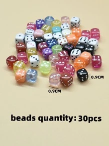 Yiwu Qiyou Accessories Co., LTD 30pcs/Pack Mixed Color 9mm Acrylic Dice Beads, Acrylic Beads For Necklace Making - Multicolor - View 3
