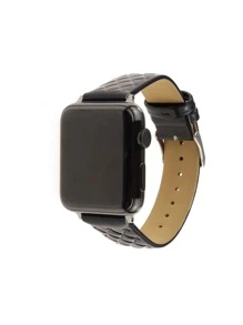 PU皮革錶帶適用於Apple Watch - 黑色 - 查看 7
