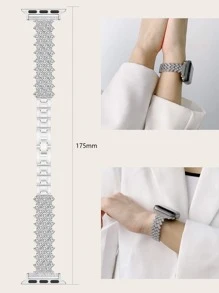 Rhinestone Decor Watchband Compatible With Apple Watch - Silver - View 5