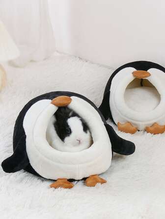 ABLAZE ZAI 1 pieza Cama para mascotas con forma de pingüino de tela de felpa, adecuada para mascotas pequeñas para uso en interiores del hogar