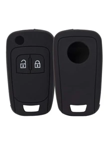 1pc Car Key Case Compatible With OPEL, Key Fob Cover - Black - View 1