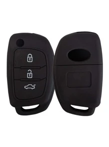 1pc Car Key Case Compatible With Hyundai, Key Fob Cover - Black - View 1