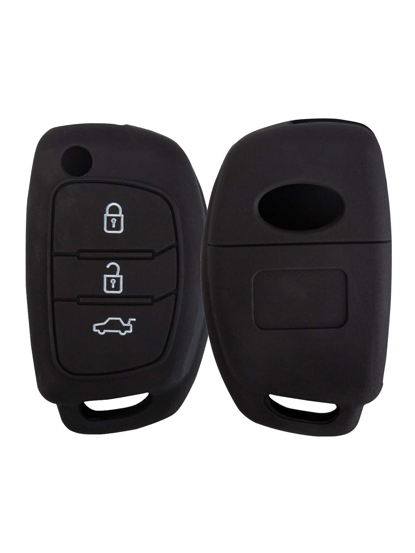 1pc Car Key Case Compatible With Hyundai, Key Fob Cover - Black - View 1