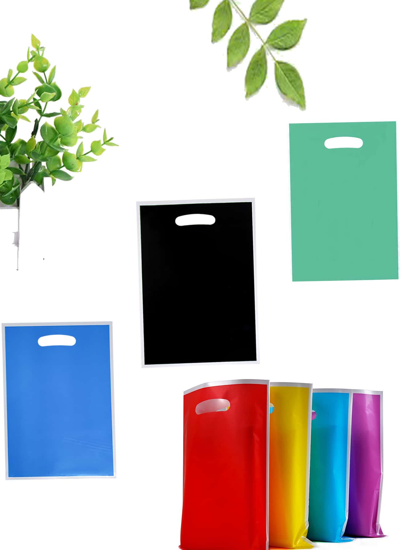 30入組素色塑膠禮品袋 - 彩色 - 查看 1